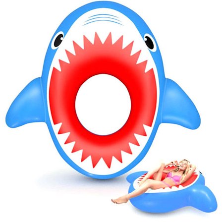 Uppblåsbar pool flyter sommar strand pool uppblåsbara leksaker mjuk hållbar haj simning flytande säng