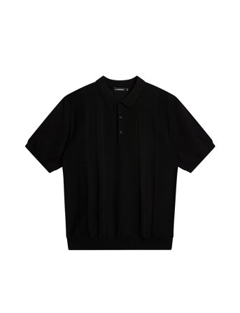 Ryce Texture Blocking Polo Designers Knitwear Short Sleeve Knitted Polos Black J. Lindeberg