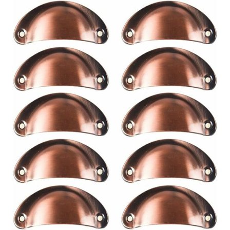 Vintage Skallhåndtak for Skuffeskap, 8,2 cm x 3,5 cm, Rød Kobber, 10-pakning, Kompatibel med Kjøkkenmøbler