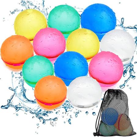 12 kpl uudelleenkäytettävät silikonivesipallot mesh