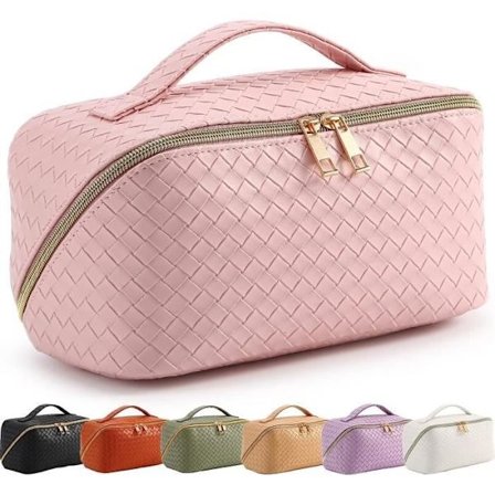 (Rosa) Toalettmappe - Dame - Stor kapasitet - Vanntett - PU-lær - Bærbar