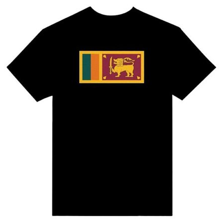 T-shirt - PIXELFORMA - Sri Lankas flag - Sort - 100% bomuld - Korte ærmer