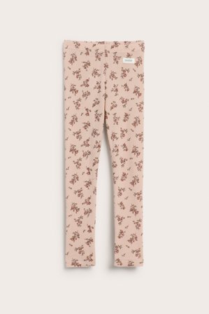 Newbie | Blomstrete leggings i merinoull | Rosa