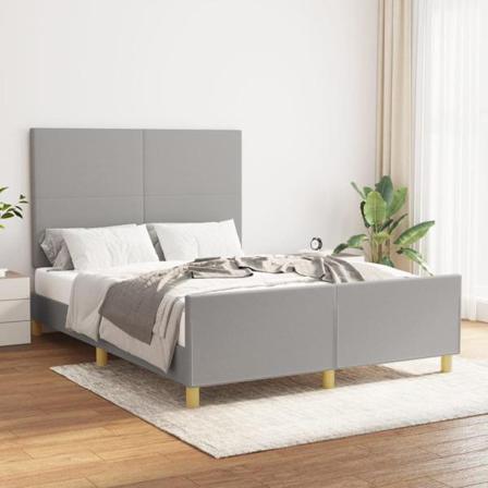 Vidaxl Sängram Med Huvudgavel Ljusgrå 140x200 Cm Tyg Grå