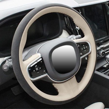 Volvo-ohjauspyörän suojus S90 Xc60 Xc90 V90 V60 - Ohjauspyörän suojus Käsin ommeltu kahvan suojus Koristeelliset sisäosat kermanvalkoinen