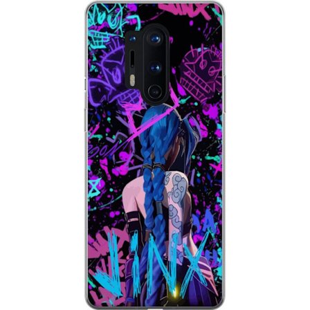 Yhteensopiva Puhelinkuori OnePlus OnePlus 8 Pro Värikäs graffitipiirustus, jossa on sinipäinen hahmo urbaanissa katutaidetyylissä