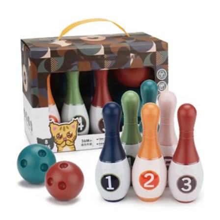 Bowlingsæt til børn 6 STK Pins og 2 STK Bolde Pædagogiske Småbørn Mini Bowling Legetøj til indendørs udendørs spil