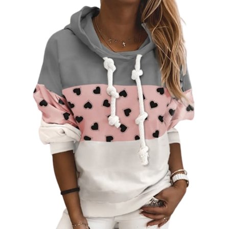 Dam Colourblock Huvtröja Blus Casual Pullover Jumper As Picture Shown L