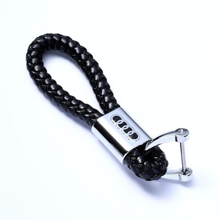 Audi Nøglering i Flettet Læder Sort One Size