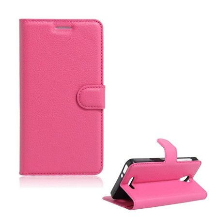 Mankell Alcatel Pop 4 Litsi Pintainen Nahkakotelo Läpällä - Kuuma Pinkki