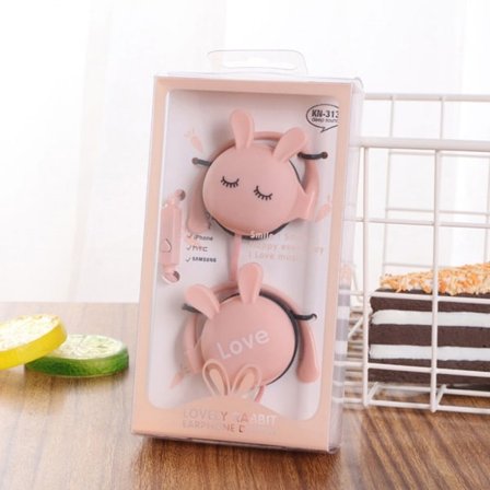 Cartoon-hörlurar 3D djur kanin öronsnäckor, söta hörlurar handsfree öronkroksstil med mikrofon och trådbunden 3,5 mm för Apple Samsung HTC Android 