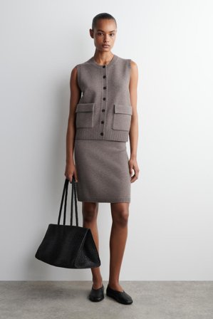 COS Merino Wool Buttoned Vest in Beige - Women