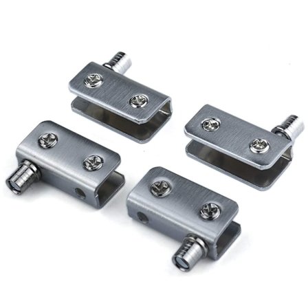 4-pack glasdörrsgångjärn 90° svänggångjärn, stansfri glas, rostfritt stål, passar för 5-8 mm glas