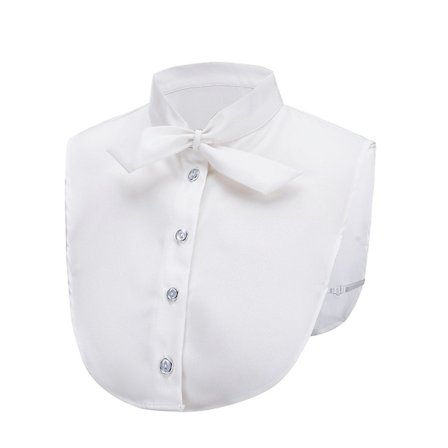 Falsk Krage för Kvinnor, Löstagbara Kragar med Fluga Design, Elegant Vit Halv Falsk Skjorta Blus Krage, Klassisk Dekorativ Bomullskrage för Tröja