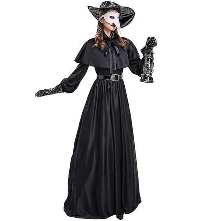 Halloweenklänningar Karneval Halloween Par Pest Läkare Dräkt Medeltiden Krigssköterska Fågelnäbb Playsuit Cosplay Fancy Festklänning Hög kvalitet 