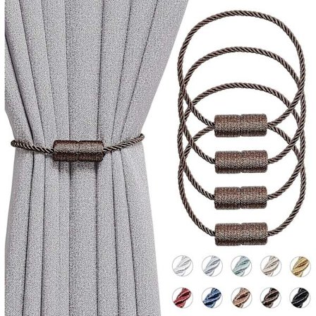 4-pak Magnetiske Gardinbånd Håndlavede Sidereb 40 cm (16") Komfortable og Dekorative Gardinbånd til Hjemme- og Kontorvinduer (Mørkebrun)