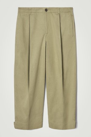 COS Men's Cropped Barrel Leg Trousers in Beige