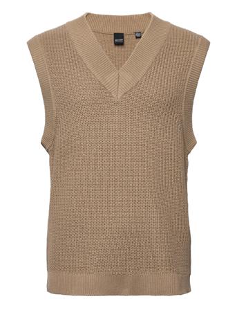 Onstyle 7 Struc V-Neck Vest Knit Brown ONLY & SONS