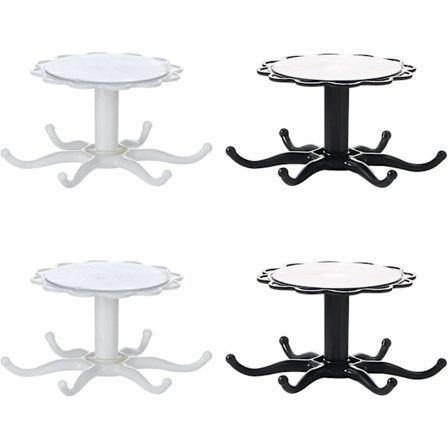 360 roterande krokar, självhäftande multifunktionskrokar spikfria vattentäta 6-klor köksredskapshållare för kök badrum (svart och vitt) 4 st)