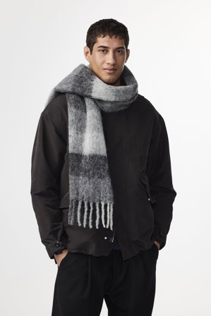 NN07 Scarf Two 9016 Scarf male Grey Wool Blend