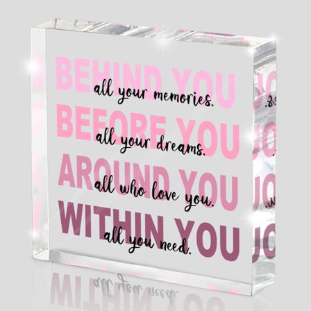 Graduation Gaver til Hende - Pink Graduation Citat Dekoration - Alle Minderne Bag Dig Akryl Firkantet Skilt - Inspirerende Gave til Kvinder 10x10 cm