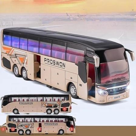 1/32 Setra Luksus Reisebuss Lekebil Diecast Miniatyrmodell Tilbake Trekk Lyd & Lys Pedagogisk Samling Gave Til Gutt Barn Gold