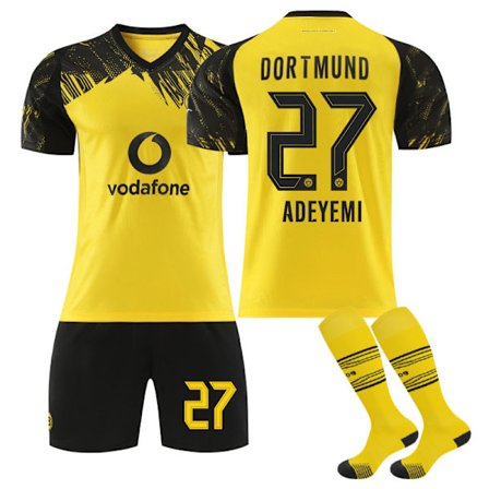 25-26 Borussia Dortmund Koti NO.27 ADEYEMI Pelipaidat Setti Lapsi Aikuinen Jalkapallovarusteet Sukkien kanssa NO.27-FX-