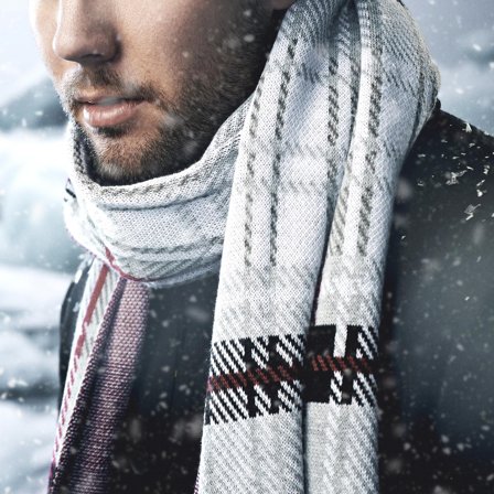 Bufanda de Cuadros de Algodón Reciclado Gris Oscuro y Rojo para hombres - Bufandas de invierno