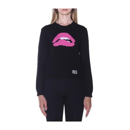 RED Valentino Round-neck Strik Sort, Dame Striktrøjer
