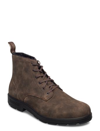 Bl Lace Up Leather Boot Snørestøvler Brun Blundst