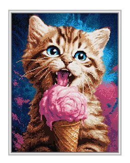 Diamond Painting Katt som spiser is - Art City