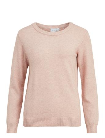 Viril O-Neck L/S Knit Top - Noos Pullover Rosa Vila*Betinget Tilbud