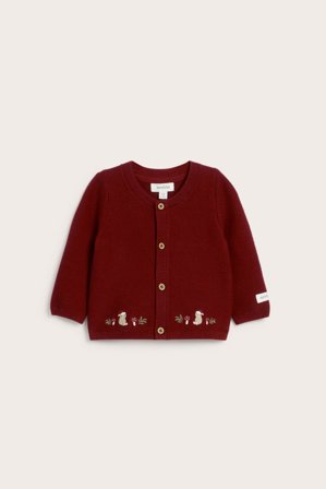 Newbie | Bożonarodzeniowy kardigan z dzianiny, w niedźwiadki | Czerwony