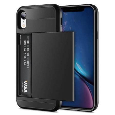 iPhone XR - Puhelimen kuori piilotetulla korttitaskulla / Korttikotelo Musta