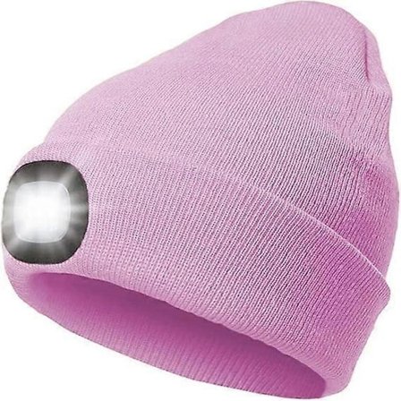 LED-belyst Beanie Hat, USB-opladelig 4 LED Hovedlampe, Unisex Strikket Hat med Lys til Nattevandring, Cykling, Camping, Jagt