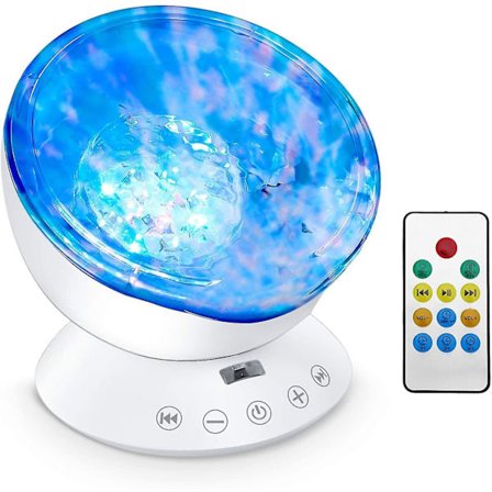 Ocean Wave Projector, 12 Led Night Light Lamp With Adjustable Lightness Remote Control Timer 8 Lighting Modes Mu