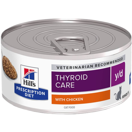 Hill's Prescription Diet Feline - y/d Thyroid Care Chicken Can 156g - Katt - Kattefôr & kattemat - Veterinærfôr for katt - ZOO.no