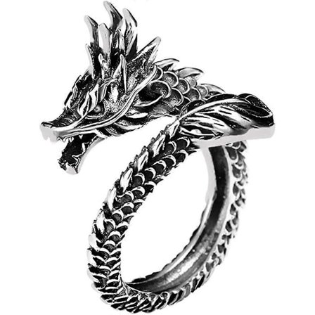 Vintage Silver Djur Öppen Ring, Justerbar Groda, Orm, Drake, Katt Finger Ring för Kvinnor Män Tonåringar Flickor Pojkar Mode Fest Smycken