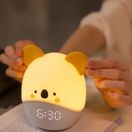 Hot Sale Cartoon Animal Alarm Clock Silicone LED Smart Applet Alarm Clock Children's Bedside Sleep Mini Electronic Alarm Clock