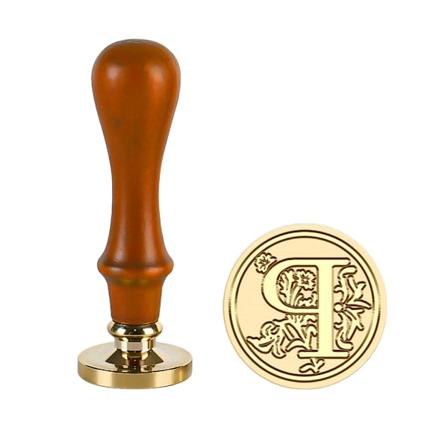 Vakker design messing voksforseglingsstempelsett med engelske alfabetbokstaver Vintage mønster voksforseglingsstempel for jul 0,05 0.05 P