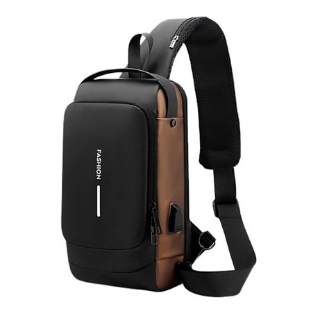 Tyverisikker Skulderveske Business Herre Bryst Crossbody Veske Med USB-Ladeport