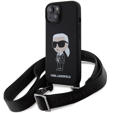 Karl Lagerfeld KLHCP15SSCBSKNK iPhone 15 6,1" hårddisk svart/svart Crossbody Silikon Ikonik
