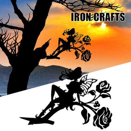 Trädgård Fairy Dekoration Rose Butterfly Fairy Metal Elf Silhouette Ornament För Yard Gräsmatta Landskap