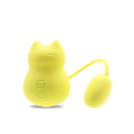 Katt-typ Multifrekvens Sugande Massage Vibrator för Kvinnor (Gul)