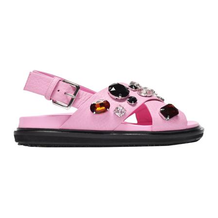 Marni, Fussbet Crossed Sandals in Leather Różowy, Kobieta, Rozmiar: 37 EU