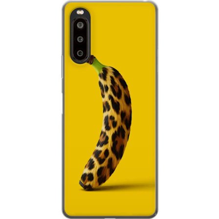 Yhteensopiva Puhelinkuori Sony Sony Xperia 10 II Banaani leopardikuvioilla keltaista taustaa vastaan luovassa ja leikkisässä suunnittelussa