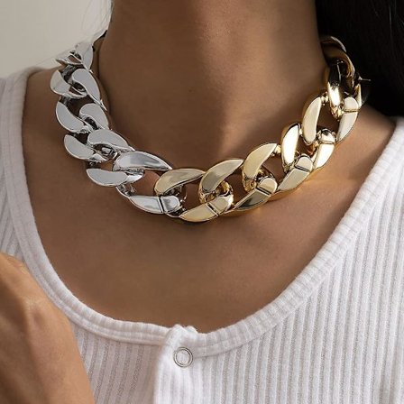 Punk Cuban Link Chain Choker Halsband Guld Lätt Chunky Oval Chain Link Halsband Statement Hip Hop smycken mixed color