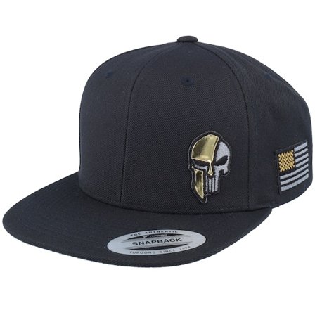 Army Head - Svart snapback Caps - Army Skull Usa Gold Patch Black Snapback @ Hatstore