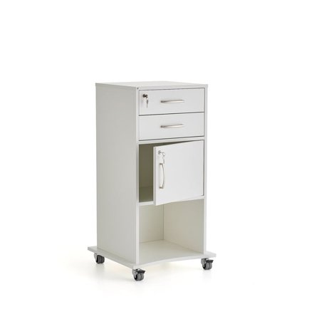 Mobile lectern with two drawers and cupboard, white