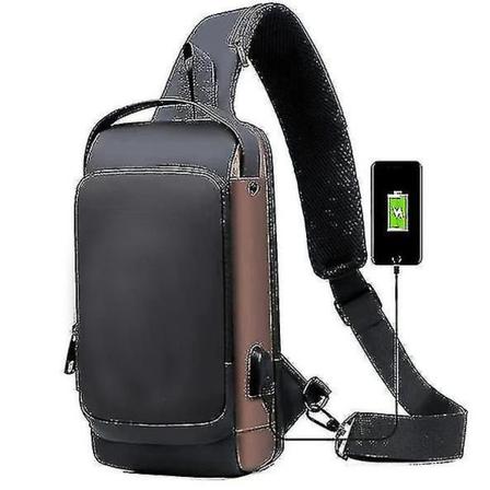 Vanntett skulderryggsekk med USB-ladeport black gold